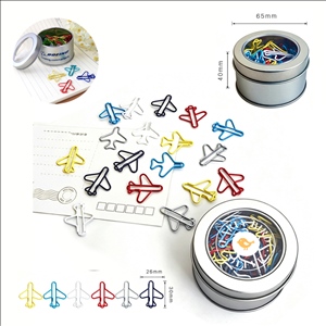 Airplane Shaped Paper Clips with Tin Box